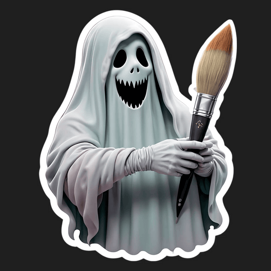 Ghostly Brush - Halloween Sticker - Heat Press Transfer