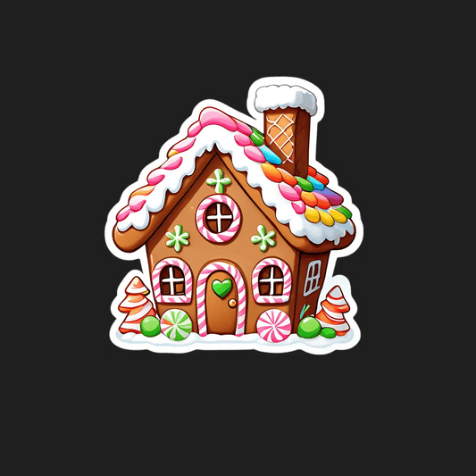 Gingerbread House - Christmas Sticker - Heat Press Transfer