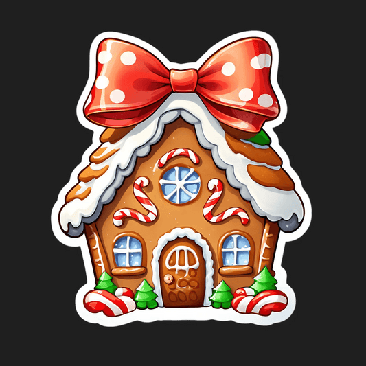 Gingerbread House Sticker - Festive UV DTF - Heat Press Transfer