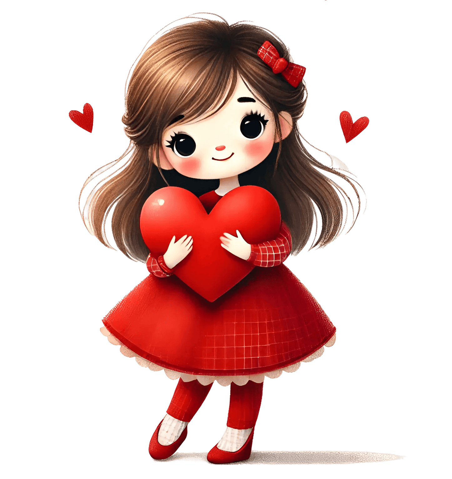 Girl Holding A Big Heart Valentine's Day Design | DTF Center - Heat Press Transfer