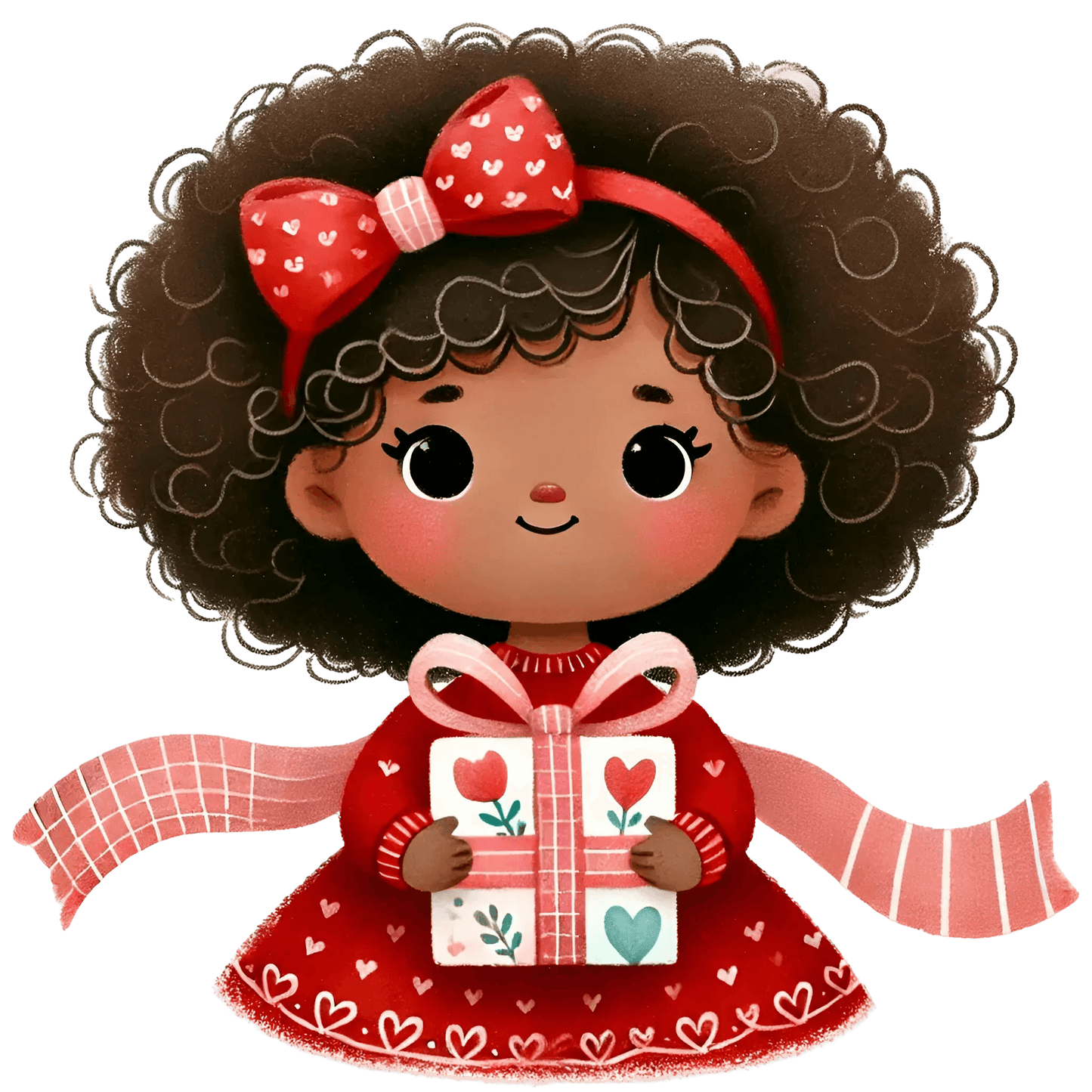 Girl Holding A Present Design | DTF Center - Heat Press Transfer