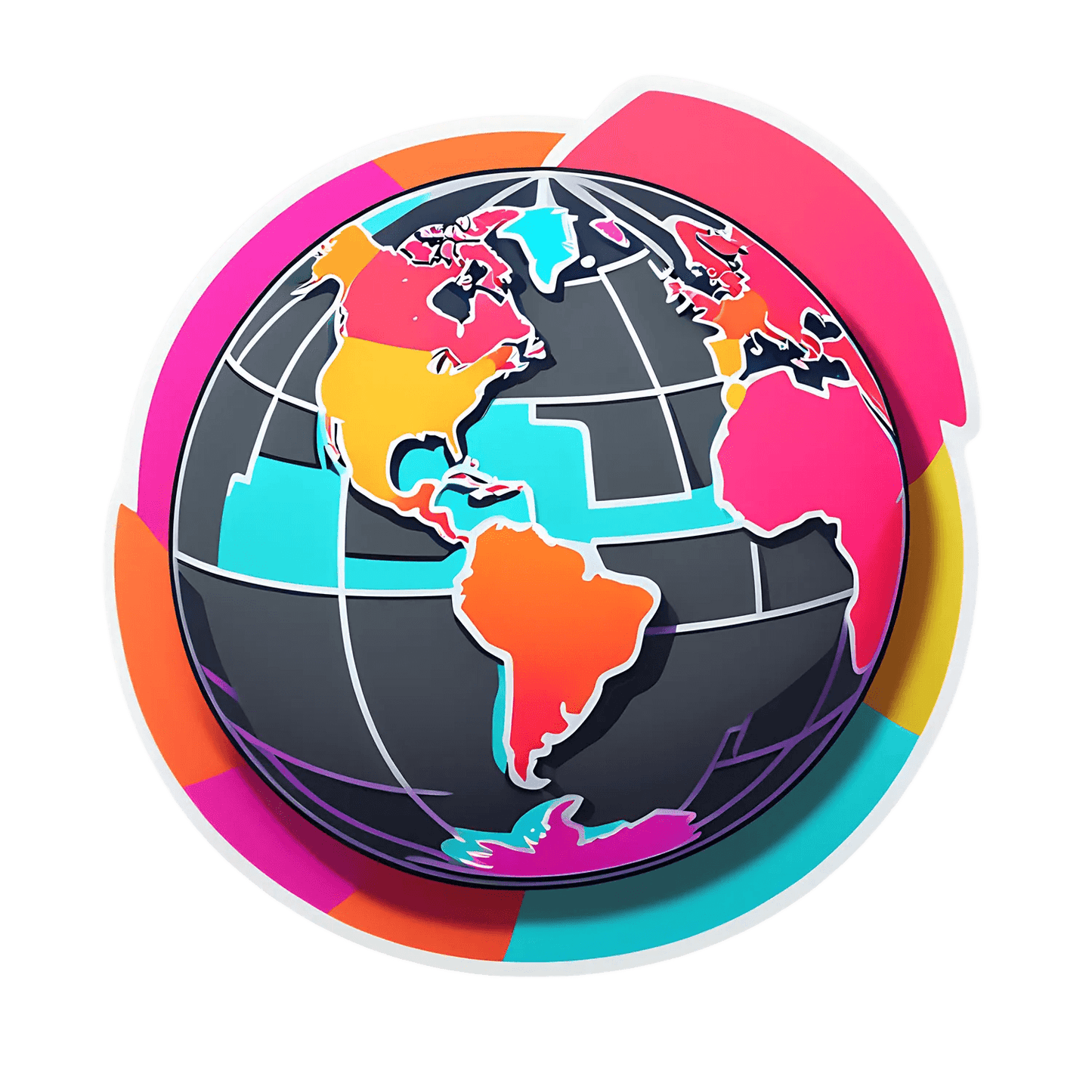 Global Map Colorful - Sticker - Heat Press Transfer
