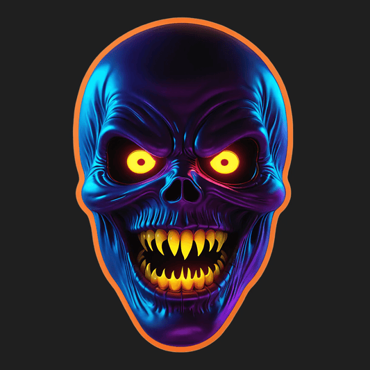 Glow Skull Sticker - High-Impact UV Decal - Heat Press Transfer