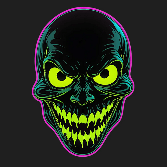 Glowing Demon Skull - Sticker - Heat Press Transfer