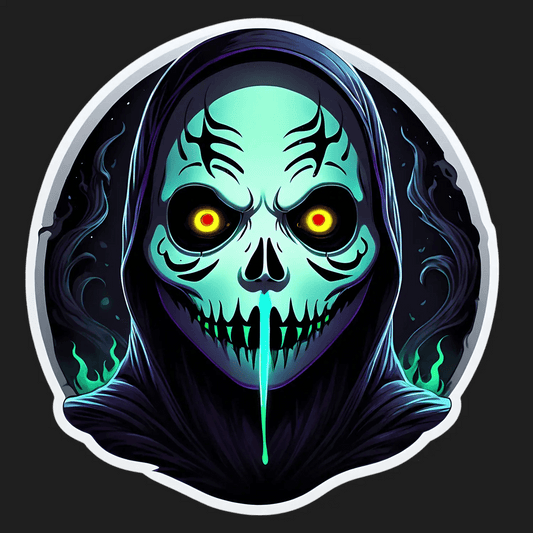 Glowing Skull Sticker - Eye-Catching UV Design - Heat Press Transfer