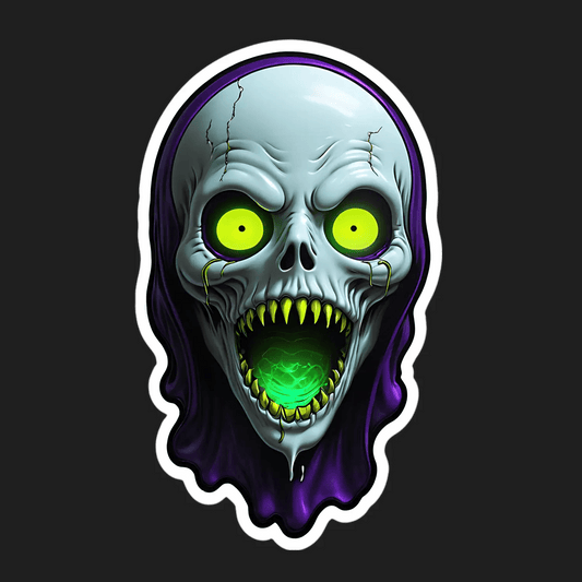 Glowing Skull Sticker - Frightening UV Design - Heat Press Transfer