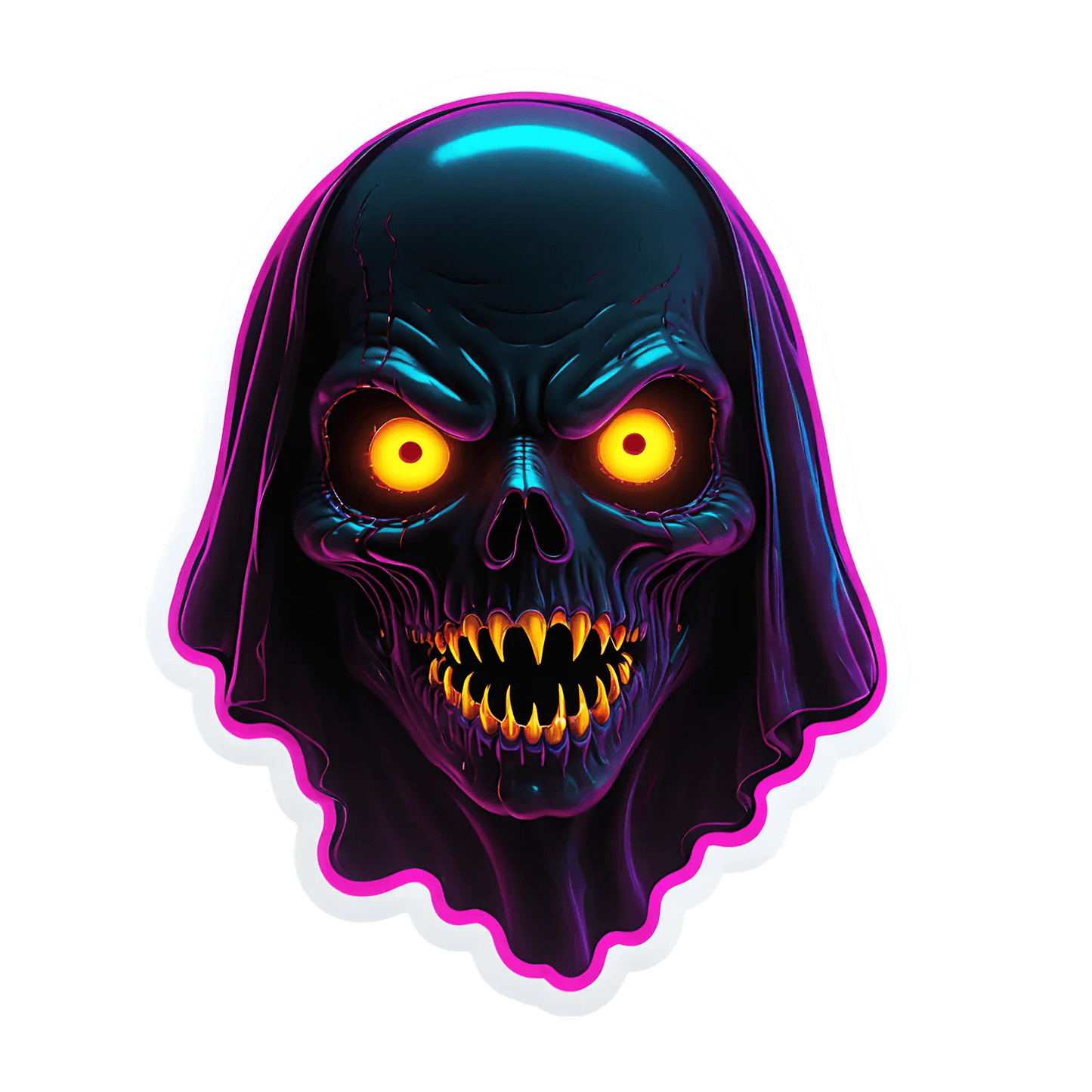 Glowing Skull - Glow-in-the-Dark Sticker - Heat Press Transfer