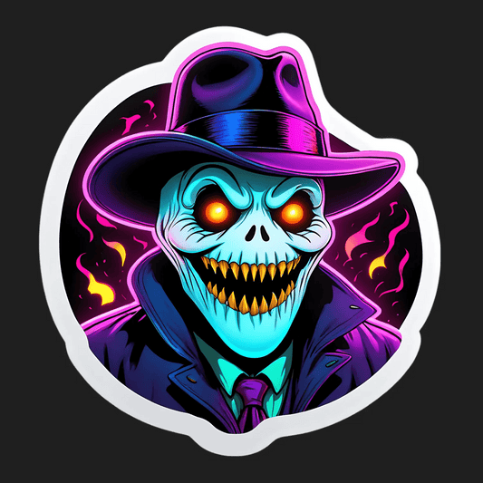 Glowing Skull Hat - Sticker - Heat Press Transfer