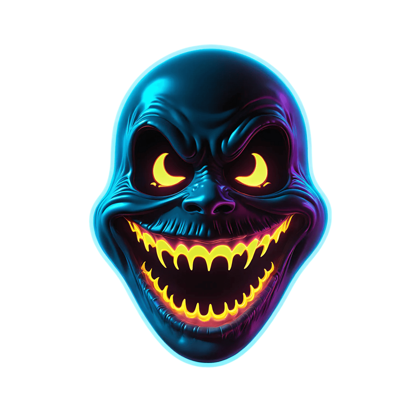 Glowing Skull Sticker - Fiery Eyes and Sharp Teeth - Heat Press Transfer