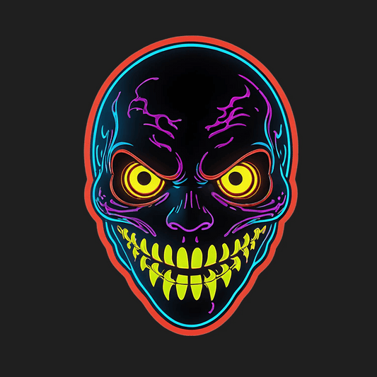 Glowing Skull Sticker - Halloween UV DTF - Heat Press Transfer