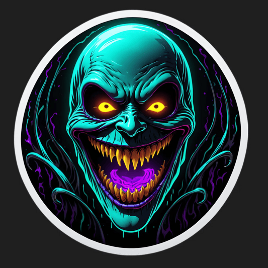 Glowing Skull Sticker - Intense Horror Theme - Heat Press Transfer