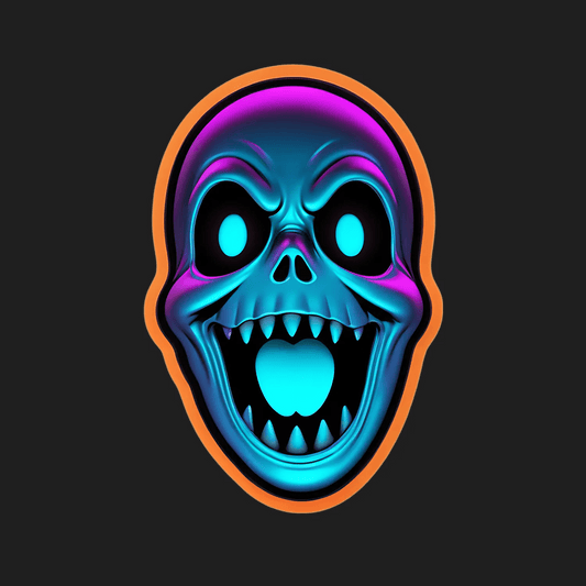 Glowing Skull Sticker - Neon Color Impact - Heat Press Transfer