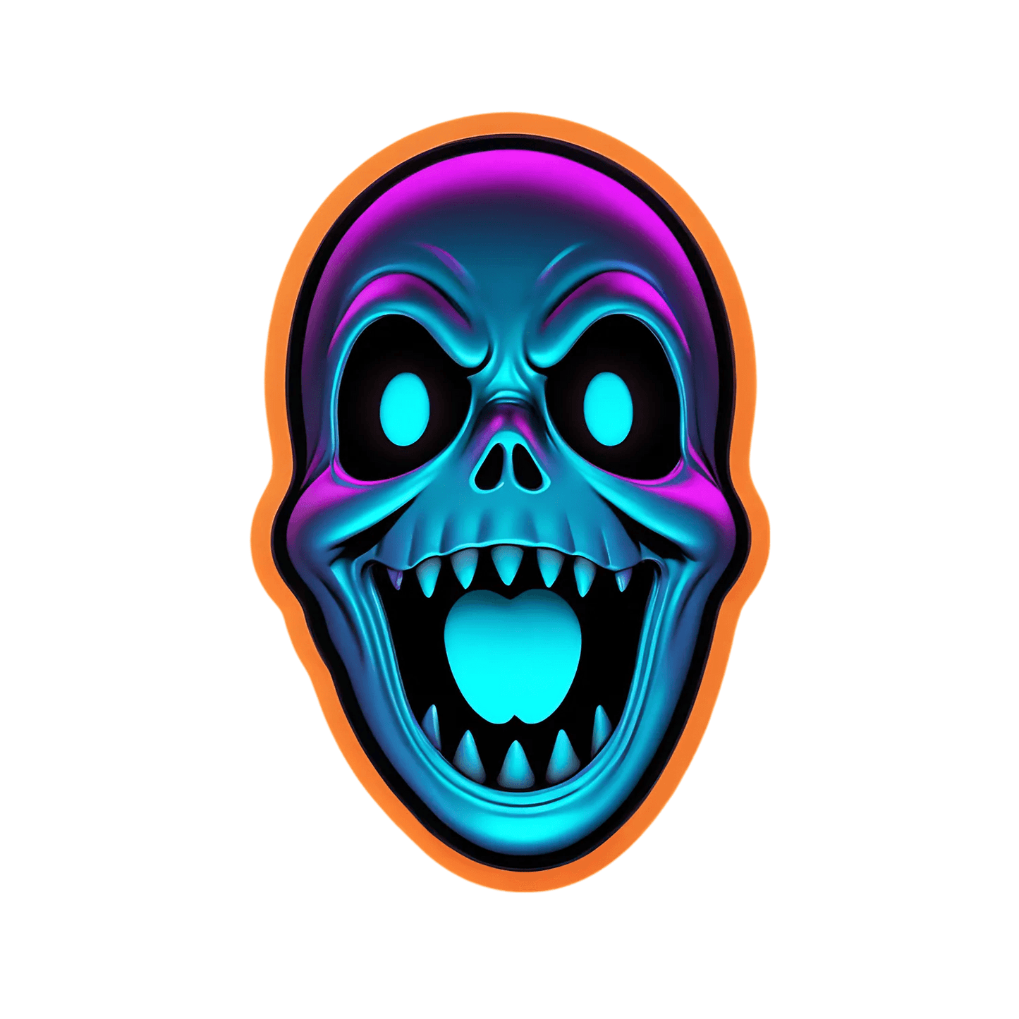 Glowing Skull Sticker - Neon Color Impact - Heat Press Transfer
