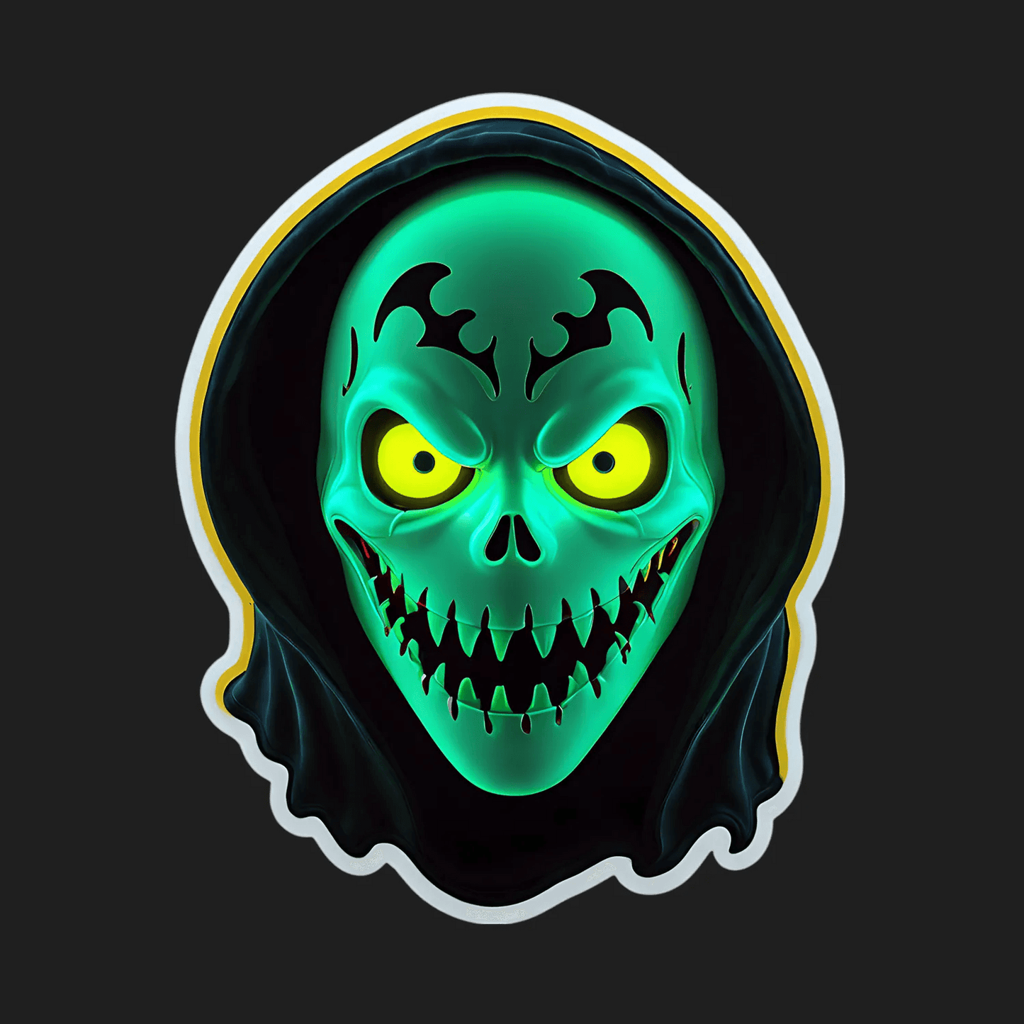 Glowing Skull Sticker - UV DTF - Heat Press Transfer
