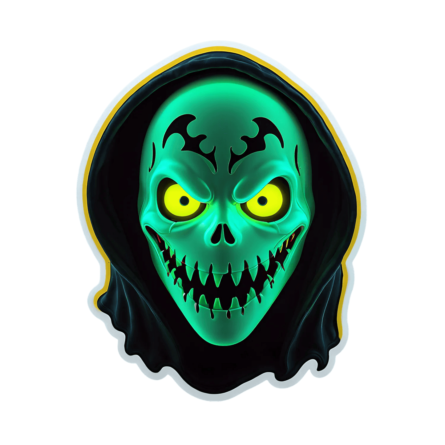 Glowing Skull Sticker - UV DTF - Heat Press Transfer