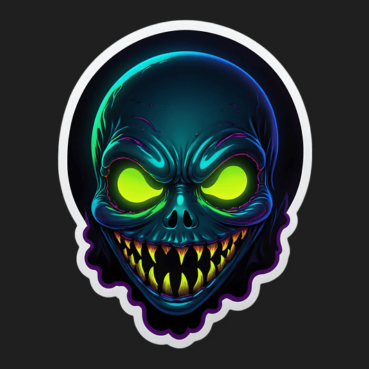 Glowing Skull Sticker - Vibrant Halloween Decal - Heat Press Transfer