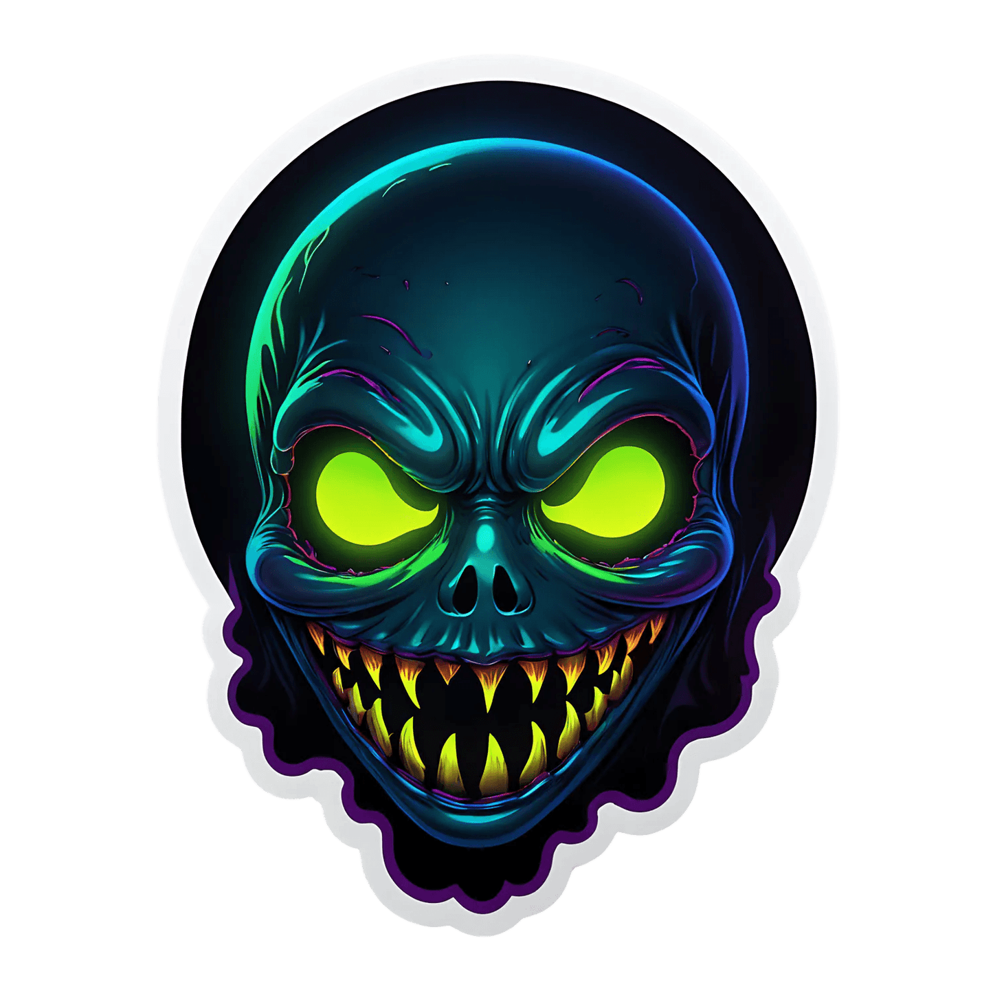 Glowing Skull Sticker - Vibrant Halloween Decal - Heat Press Transfer