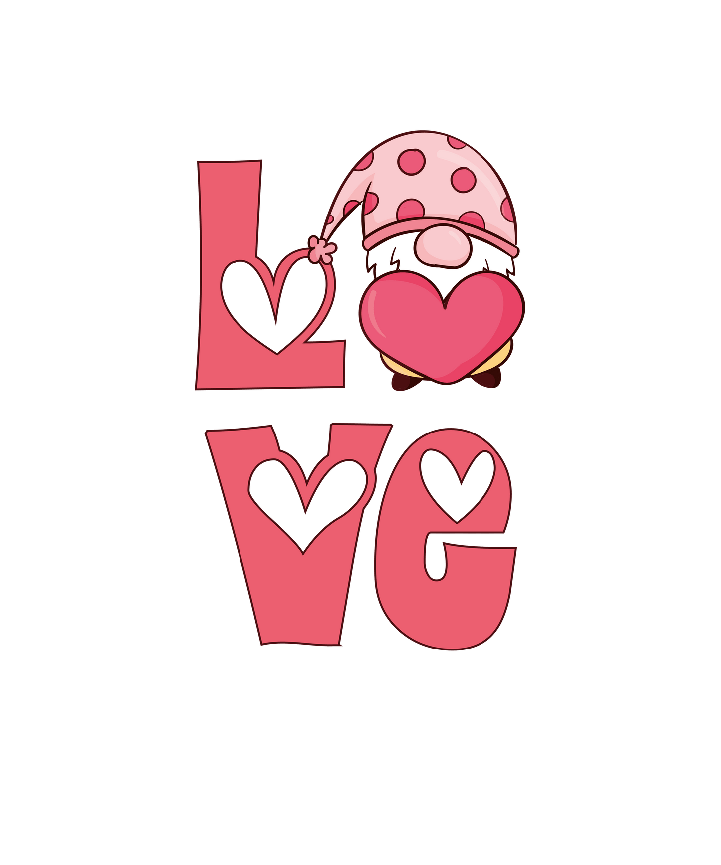 Gnome Love Valentine's Day Design - DTF Ready To Press - Heat Press Transfer