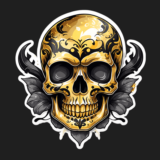 Gold Skull Wings - Sticker - Heat Press Transfer