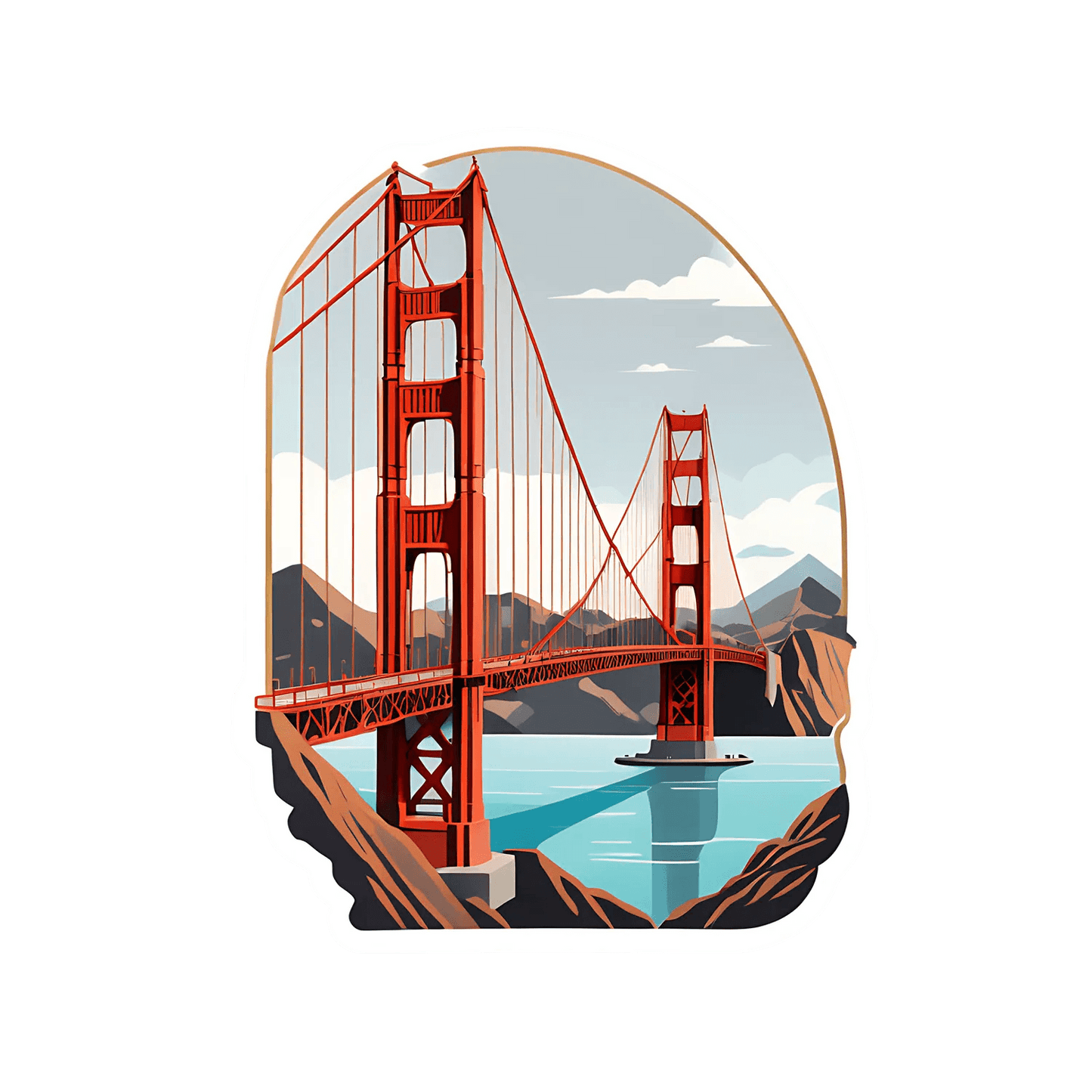 Golden Gate Bridge Sticker - Vibrant UV Design - Heat Press Transfer