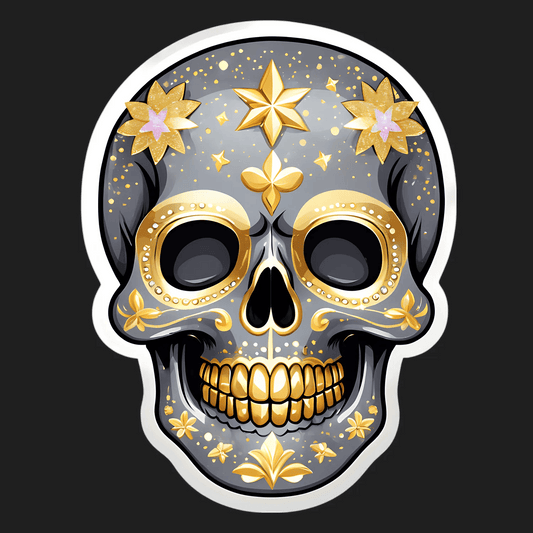 Golden Skull Art - Sticker - Heat Press Transfer