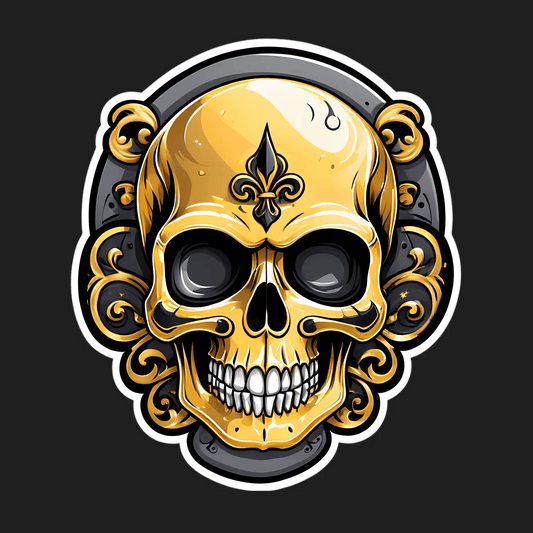 Golden Skull Sticker - UV DTF Decor - Heat Press Transfer