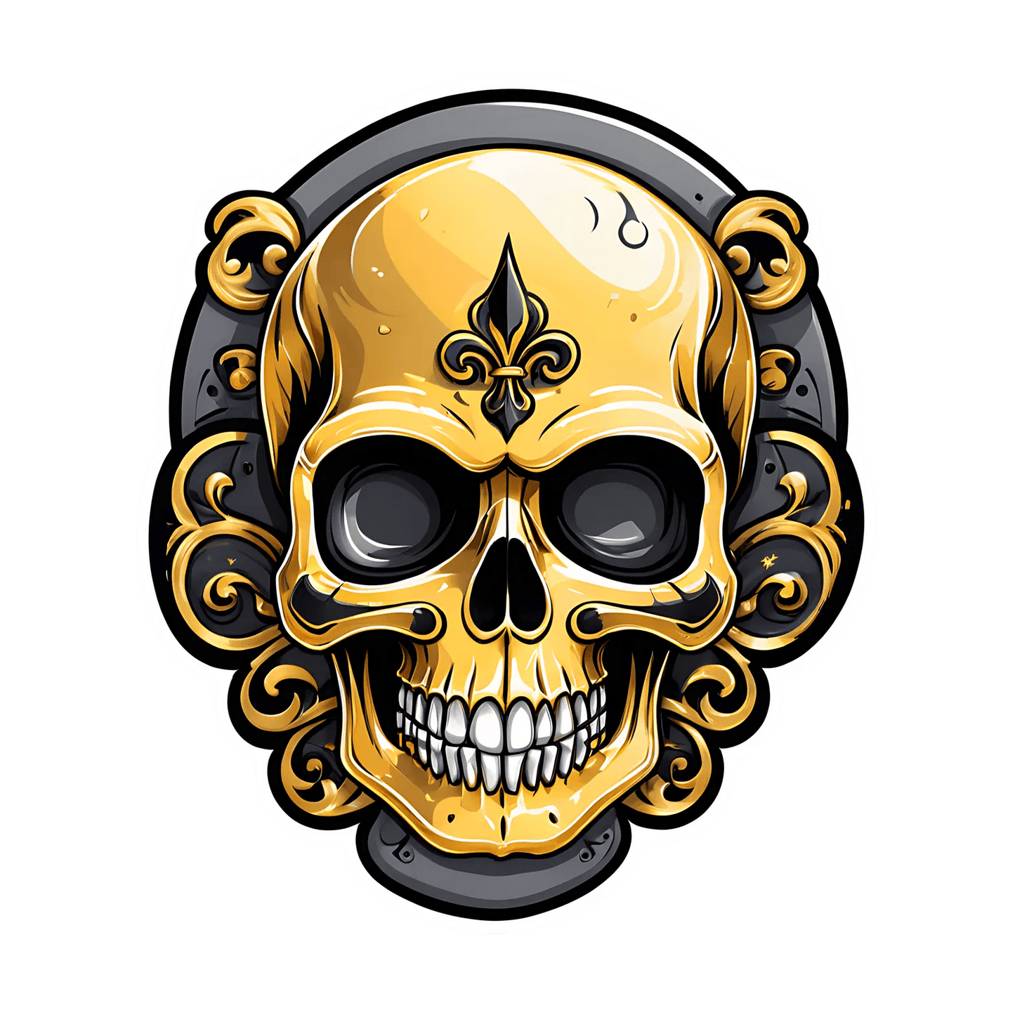 Golden Skull Sticker - UV DTF Decor - Heat Press Transfer