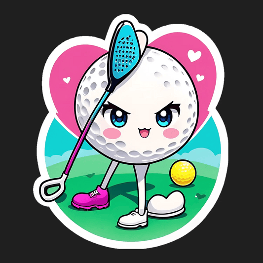 Golf Ball Character - Cute Sticker - Heat Press Transfer