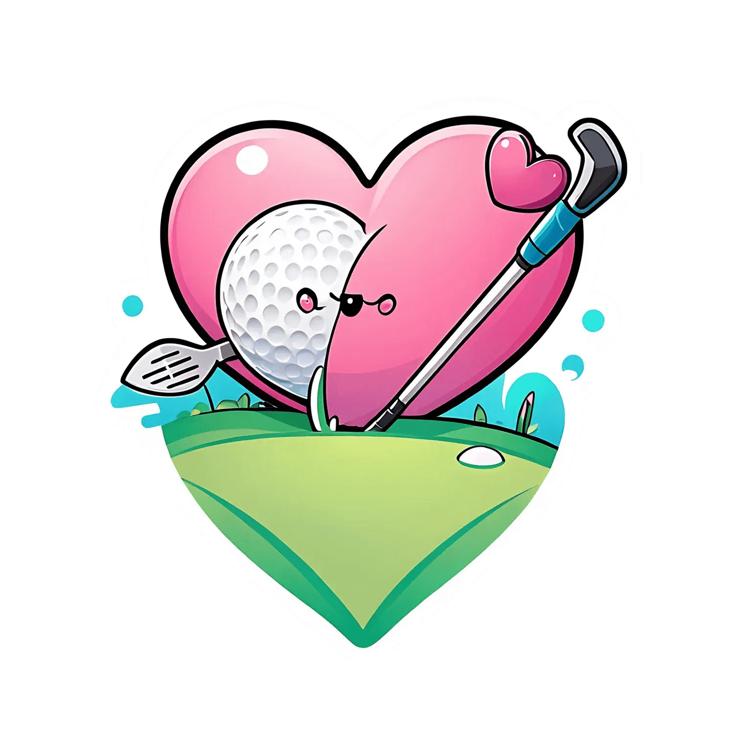 Golf Love Heart - Vinyl Sticker - Heat Press Transfer