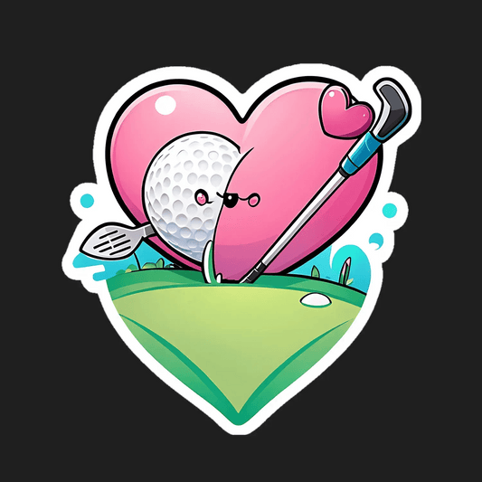 Golf Love Heart - Vinyl Sticker - Heat Press Transfer