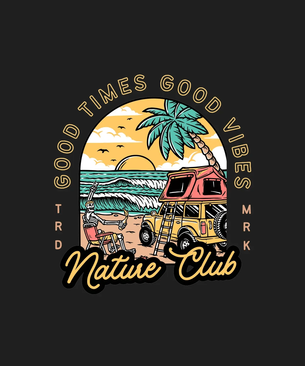 Good Times Vibes Beach - DTF Ready to Press (black_bg)