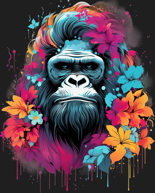 Gorilla Floral Burst - DTF Ready to Press - Heat Press Transfer