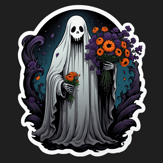Gothic Ghost Sticker - Floral Specter Art - Heat Press Transfer