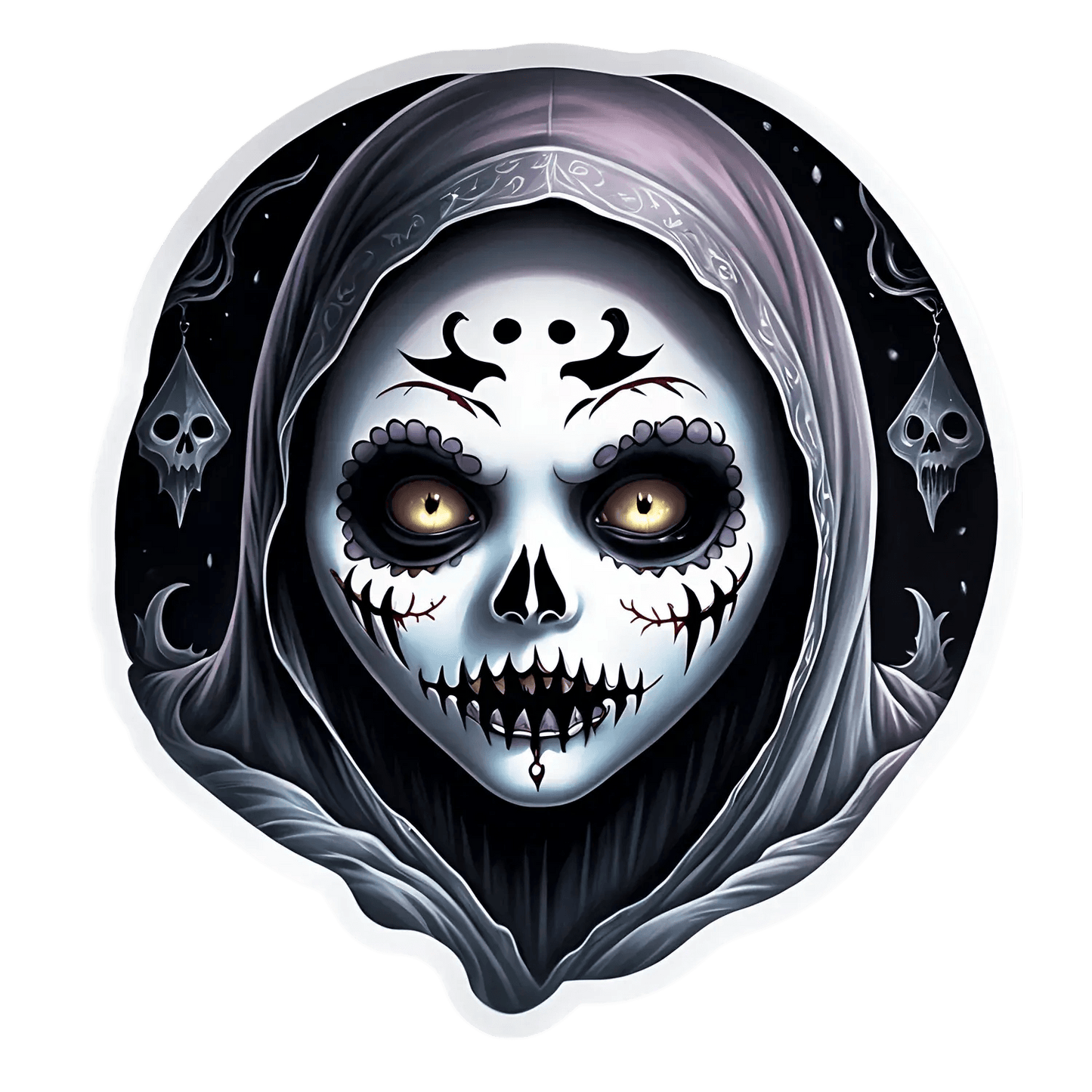 Gothic Skull Sticker - Hauntingly Beautiful UV DTF - Heat Press Transfer