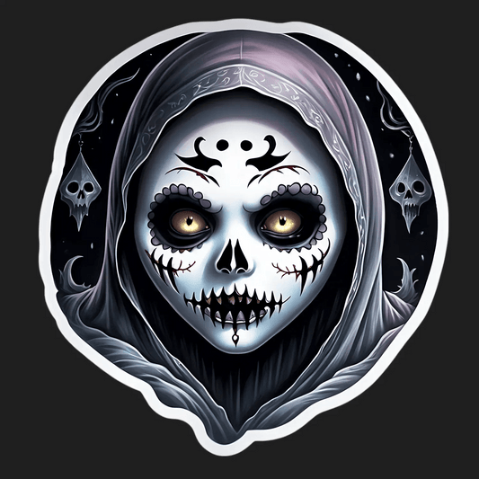 Gothic Skull Sticker - Hauntingly Beautiful UV DTF - Heat Press Transfer