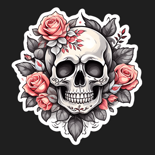 Gothic Skull Rose - Customizable Sticker - Heat Press Transfer