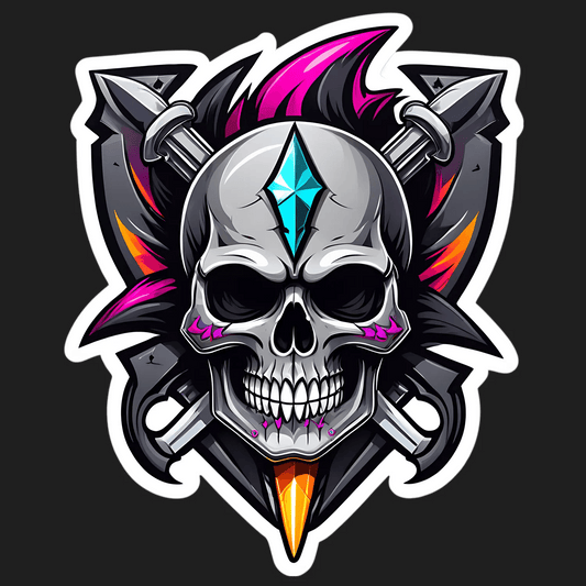 Gothic Skull Sticker - Bold UV DTF Design - Heat Press Transfer
