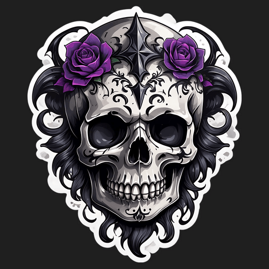 Gothic Skull Sticker - Emblematic Design - Heat Press Transfer