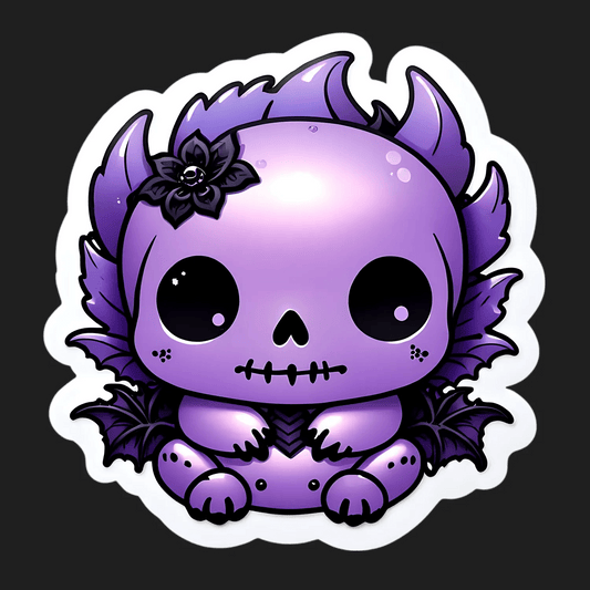 Gothic Skull Sticker - UV DTF Purple Decal - Heat Press Transfer
