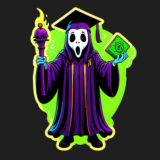 Graduate Ghost Sticker - UV DTF Illustration - Heat Press Transfer