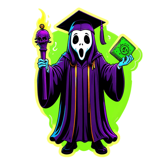 Graduate Ghost Sticker - UV DTF Illustration - Heat Press Transfer