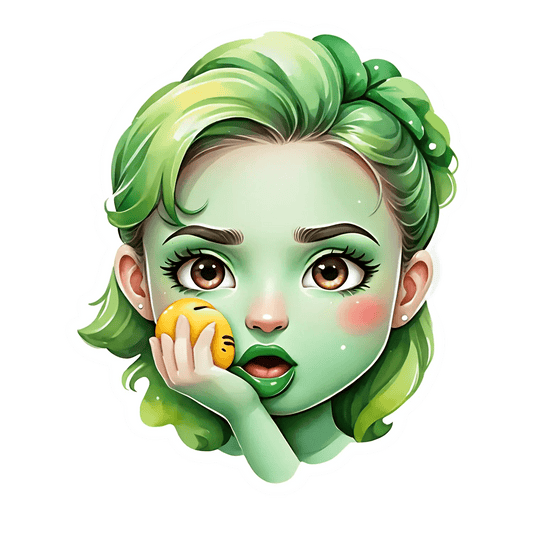 Green-Haired Girl Sticker - Captivating Look - Heat Press Transfer