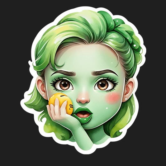 Green-Haired Girl Sticker - Captivating Look - Heat Press Transfer