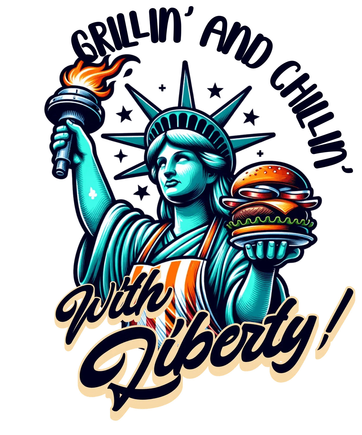 Grillin' and Chillin' with Liberty - DTF Ready to Press (original)