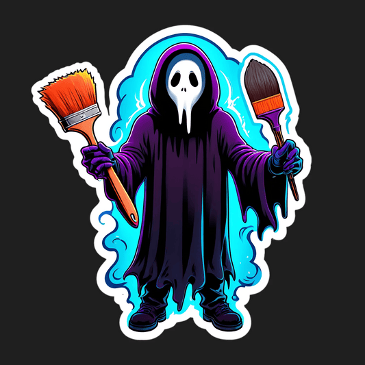 Grim Reaper Painter - UV DTF Sticker - Heat Press Transfer