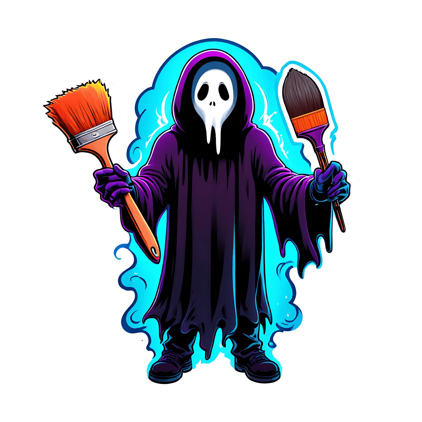 Grim Reaper Painter - UV DTF Sticker - Heat Press Transfer