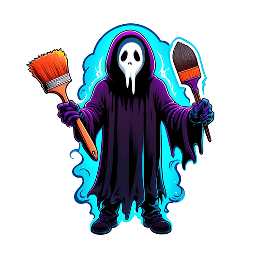 Grim Reaper Painter - UV DTF Sticker - Heat Press Transfer