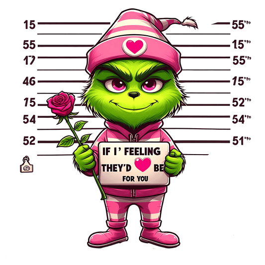 Grinch If I Feelings They'd Be For You Valentine's Day Design - DTF Ready To Press - Heat Press Transfer