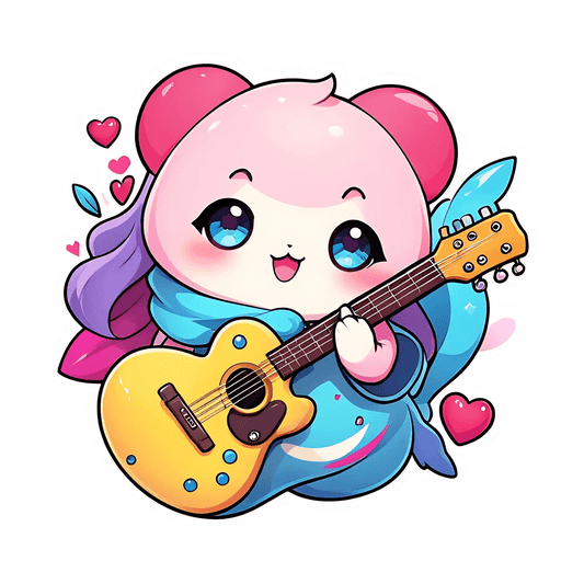 Guitar Kawaii - Sticker - Heat Press Transfer