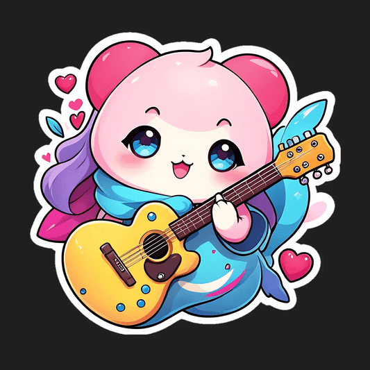 Guitar Kawaii - Sticker - Heat Press Transfer